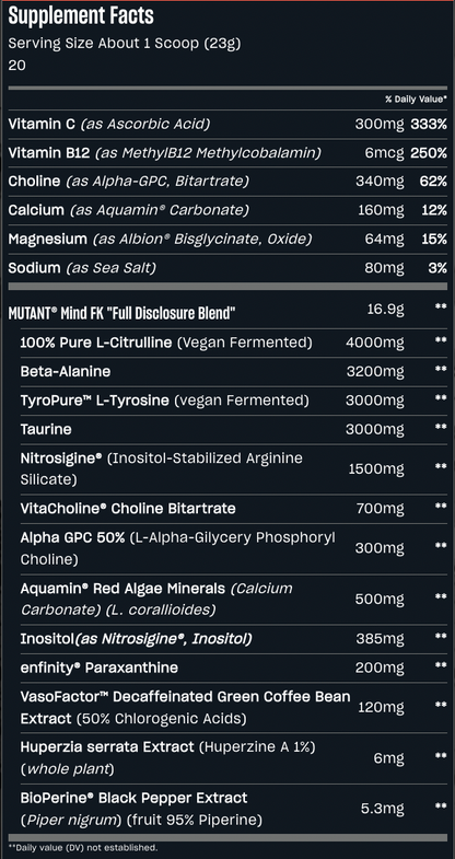 MUTANT® MIND FK™️ The Epic Nootropic Pre-Workout
